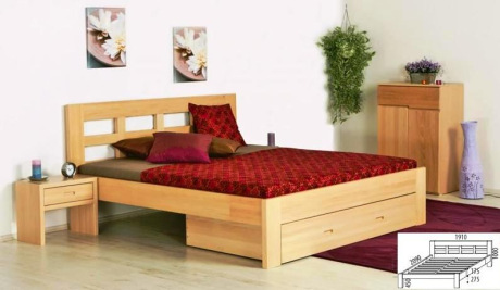 Manželská postel Otýlie - masiv borovice