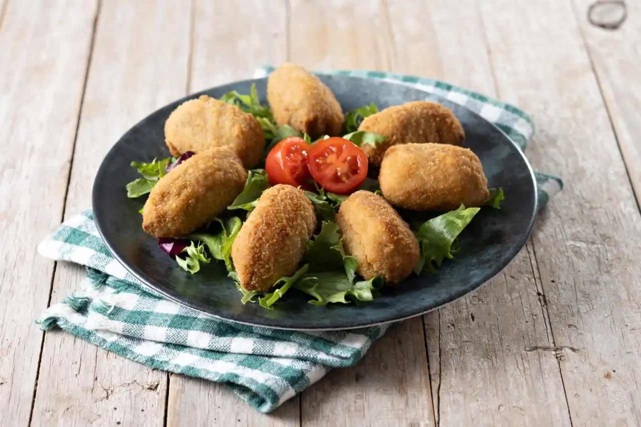 Bramborové krokety s houbami a slaninou