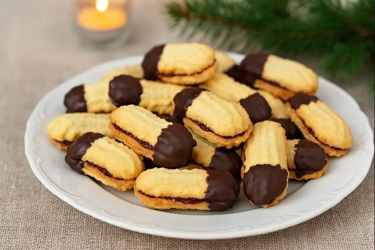 Třené rohlíčky s marmeládou a čokoládou