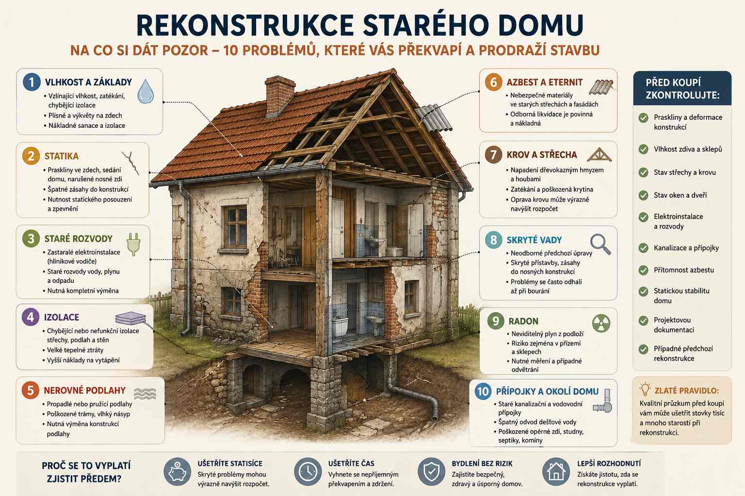 Postup rekonstrukce staršího rodinného domu