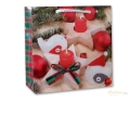 Vánoční taška dárková 15,5x15,5x8 Svíčky